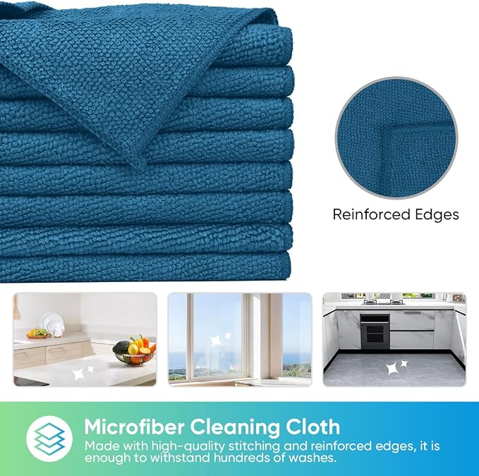 HOMEXCEL Navy Blue Microfiber Cleaning Cloth, 24 Pack Cleaning Towels - Image 3