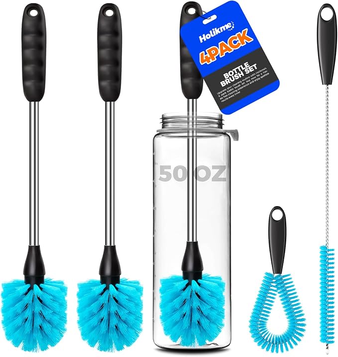 Holikme 4 Pack Bottle Brush Set, 14.5" Long Handle Stainless Steel Bottle by Holikme