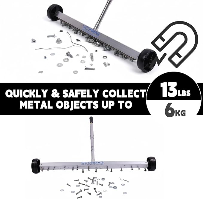 Magnetic Pick Up Sweeper 20-inch Heavy Duty Magnet Pickup Lawn Sweeper Roofing - Image 2