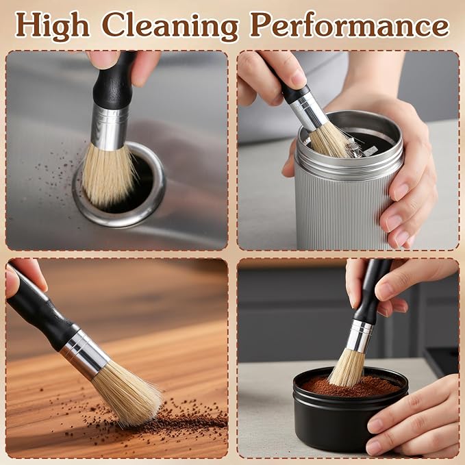 2 PCS Coffee Grinder Cleaning Brush, Natural Wooden Handle and Bristles - Image 5