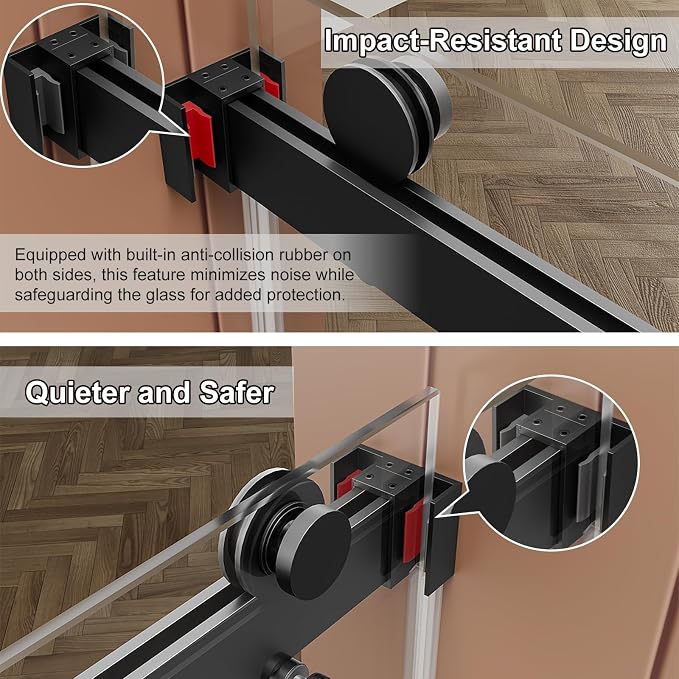 56-60" W x 60" H Double Sliding Bathtub Shower Door, 5/16" Tempered Glass - Image 4
