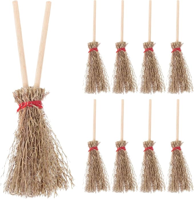 EXCEART Mini Broom Witch Accessory 3.74 Inch Straw Broomstick by EXCEART