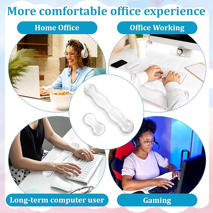 Gel Wrist Rest for Keyboard Clear Anti-Slip Mouse Pad Cute Ergonomic White - Image 7