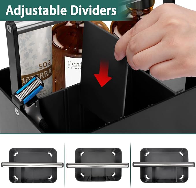 Black Shower Caddy Portable: Plastic Bathroom Caddy Countertop, Cleaning Caddy - Image 4