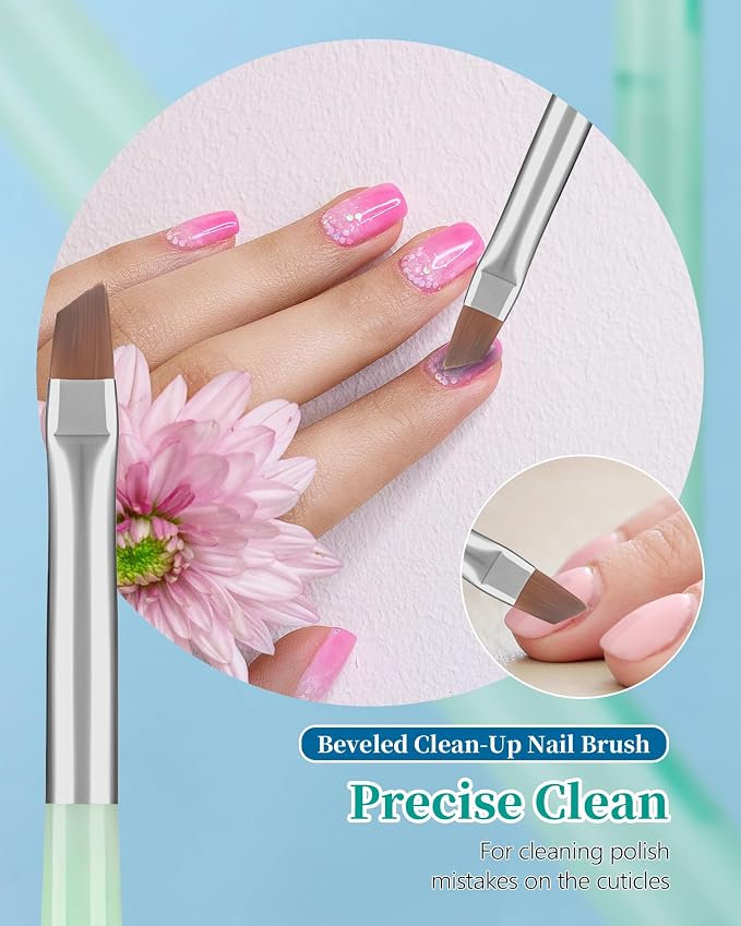 3PCS Nail Polish Clean Up Brush, Round&flat&Angled Acetone Resistant Nail Brush - Image 5