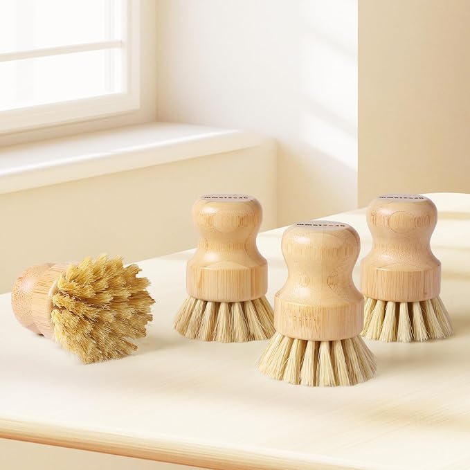 4 Pack Bamboo Dish Brush, Dish Scrubber Brush - Image 7