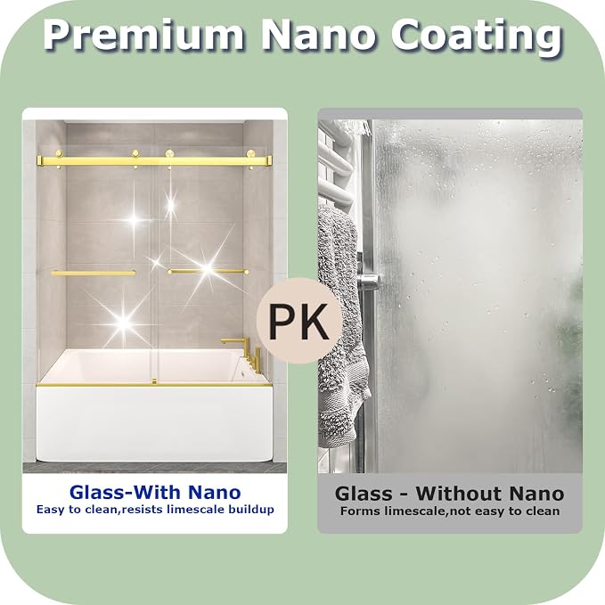 55"-60" W x 60" H Frameless Bathtub Shower Door, Double Sliding Shower Door - Image 7