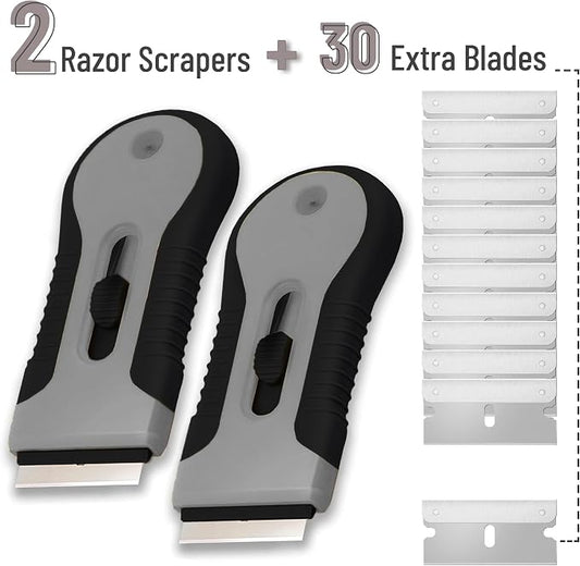 Bates- Razor Blade Scraper Tool, 2 Pack, 30 Extra Stainless Steel Blades - Image 2