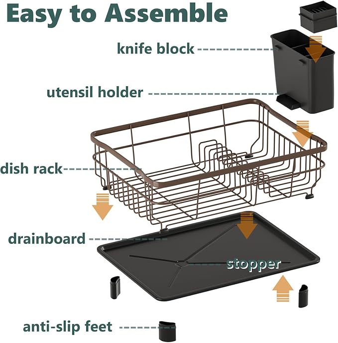 Iron Dish Drying Rack with Drainboard Dish Drainers - Image 4