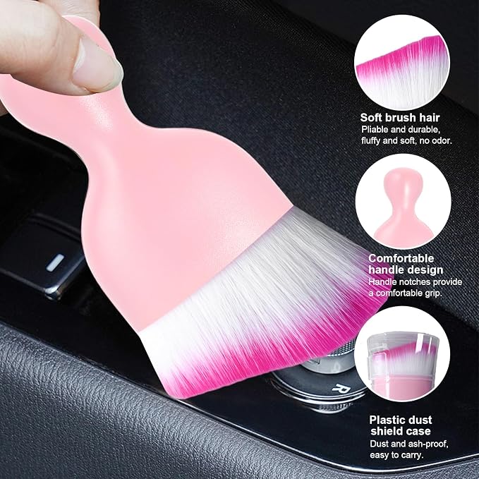 Ziciner 2 PCS Car Detailing Brush, Curved Soft Bristles Auto Removal Dust - Image 3