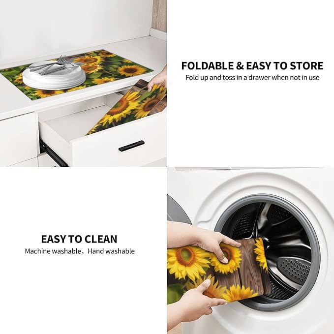 Sunflower Dish Drying Mat for Kitchen Counter Protector and Decoration Super - Image 8