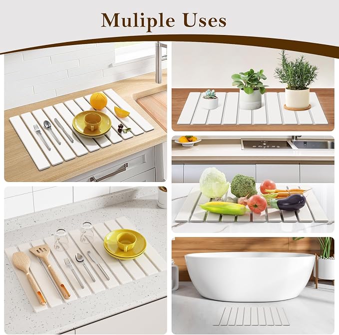 Large Stone Dish Drying Mats for Kitchen Counter, 23.6“x 15.3”, Eco-Friendly - Image 7