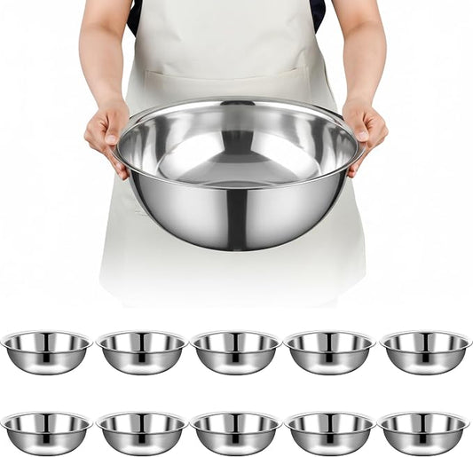 10 Pcs Stainless Steel Mixing Bowls Metal Mixing Bowls Extra Large Basin Salad by Unknown