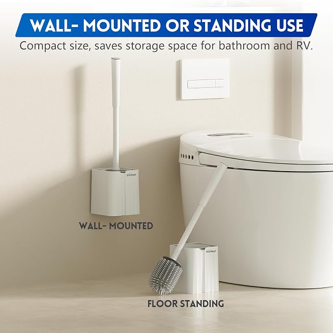 Toilet Brush and Holder Set, Silicone Toilet Bowl Brush, Bathroom Accessories - Image 6