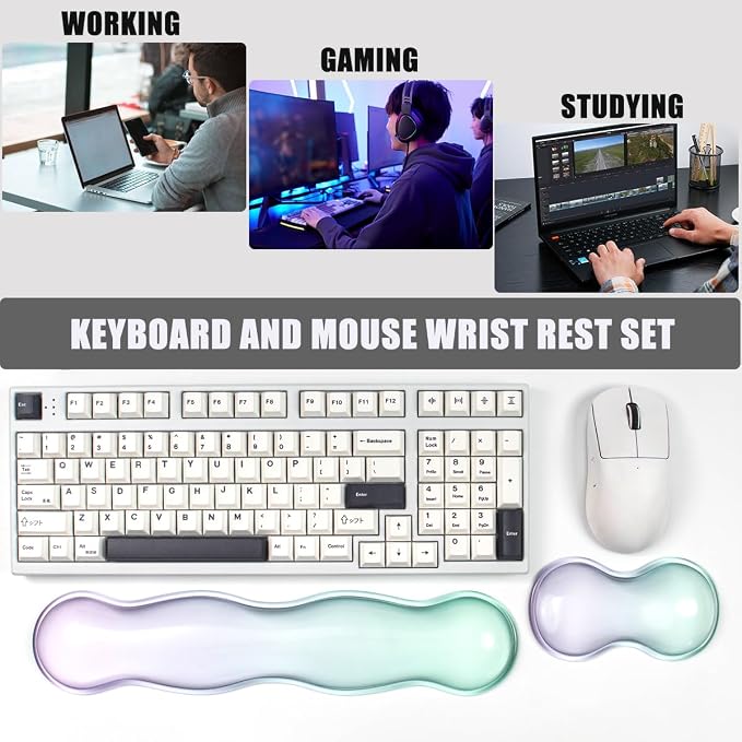 Gel Keyboard and Mouse Wrist Rest Set – Clear Wrist Rest - Image 2
