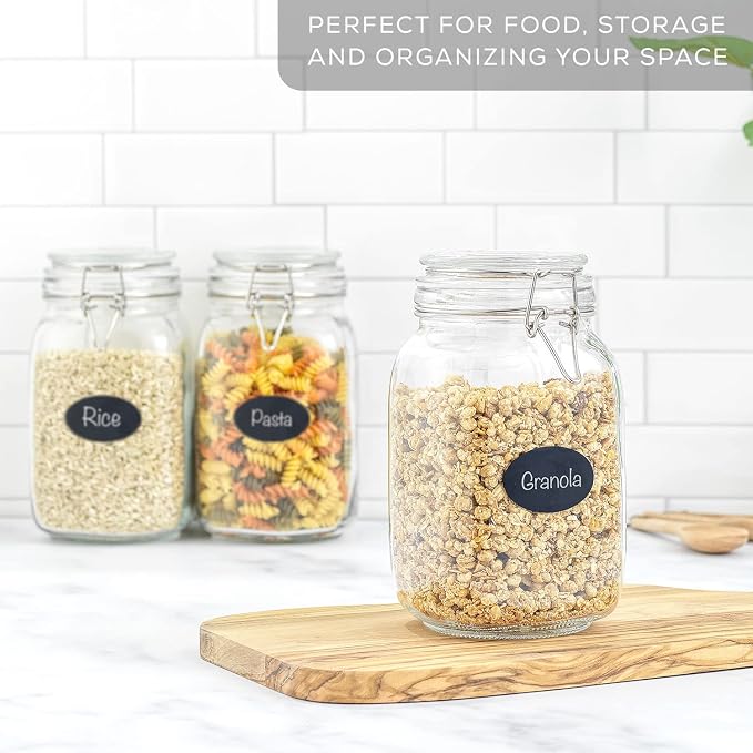Airtight Glass Jars with Lids Set of 3. 50oz Glass Jar with Lid and 6 Silicone - Image 5