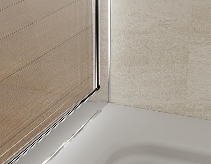 Shower Screen 34" x 74" Half Frameless Shower Wall Panel, Tempered Glass 3/8 - Image 6