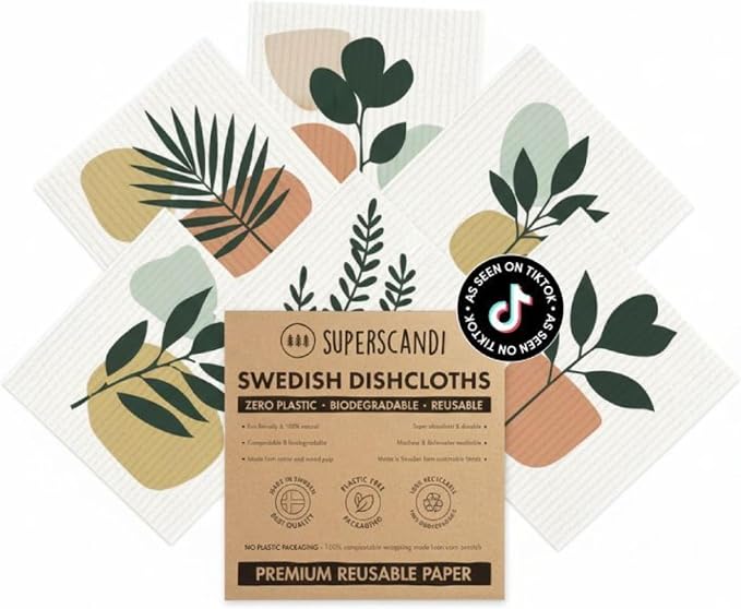 SUPERSCANDI 5 Pack Swedish Dishcloths by SUPERSCANDI