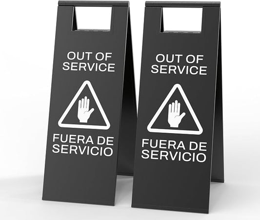 Stainless Steel Out of Service Sign Portable Foldable Sign 2-Pack by CrazyAnt