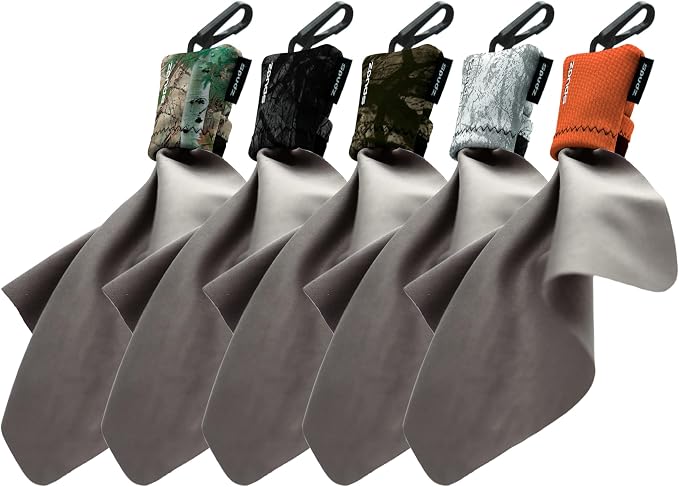 SPUDZ Ultra Variety Pack | Five 6" x 6" Microfiber Towels w/Neoprene Pouches | by ALPINEINNOVATIONS