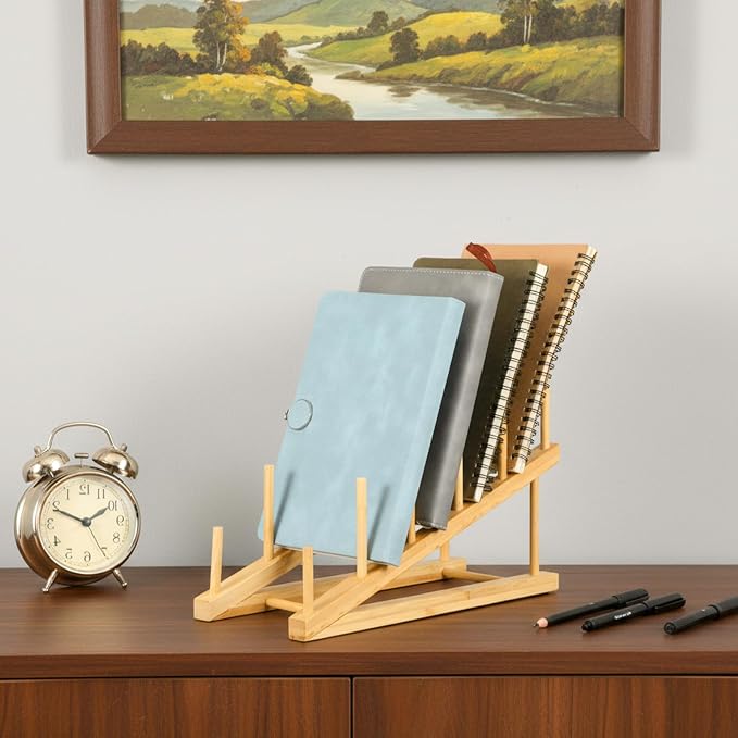 4 Pcs Wooden Dish Drying Rack, Bamboo Plate Dish Rack Stand - Image 5
