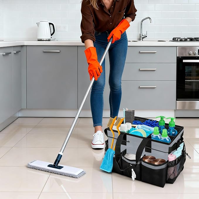 Large Cleaning Caddy Bag 15" x 10½" x 9" Heavy-Duty Organizer Tote - Image 2