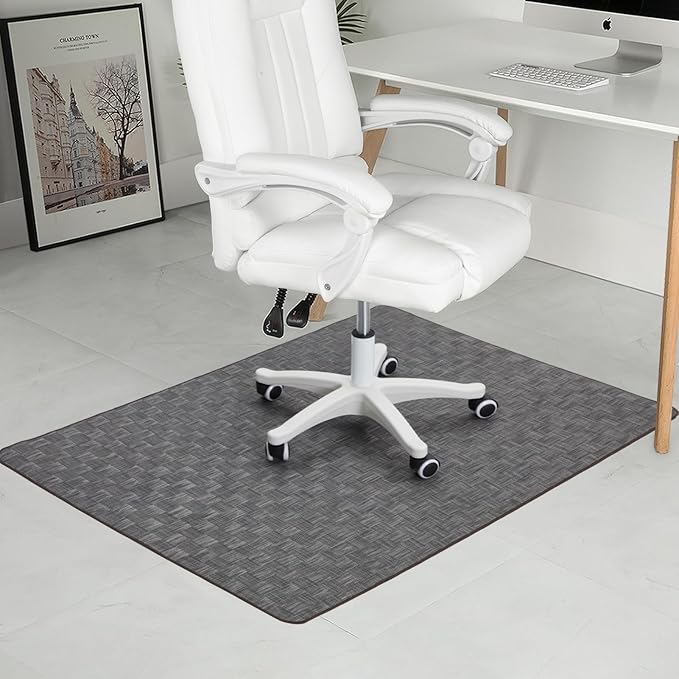 Chair Mat for Hardwood & Tile Floor, 47" x 52" Heavy Duty Office Chair Mat for Rolling Chairs, Anti Slip, Non-Curve, Floor Protector for Home Office, Gray Square