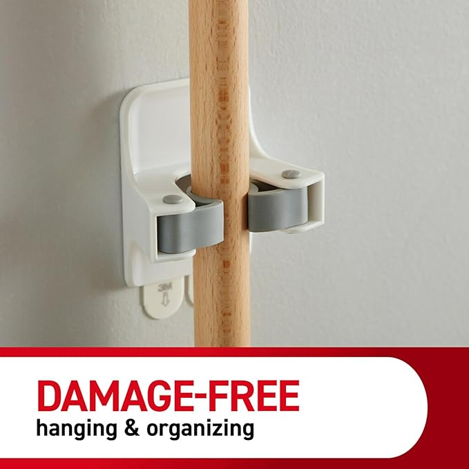 Command Broom and Mop Grippers, 6 Hangers and 16 Strips, Damage-Free Hanging - Image 7