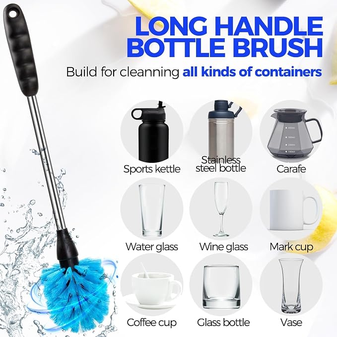 Holikme 5 Pack Bottle Brush Cleaner Set, 3 Straw Brushes, Bottle Cleaning Brush - Image 3