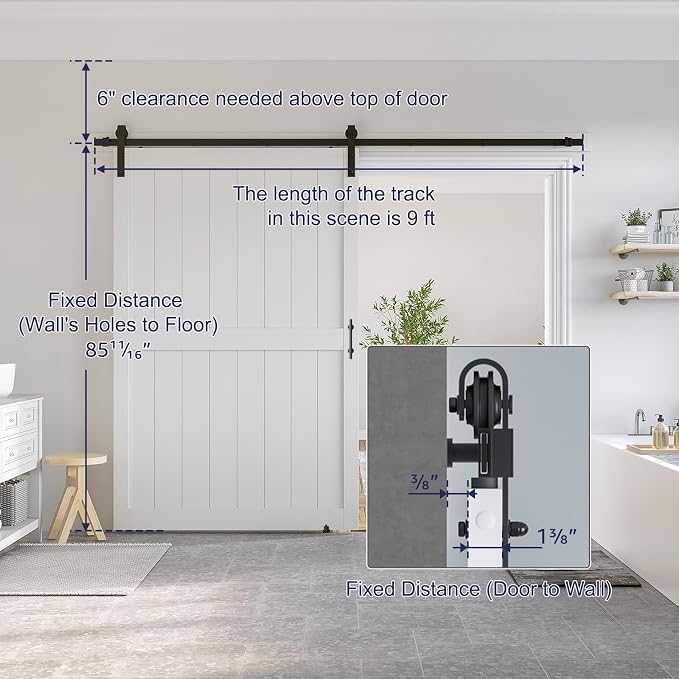 SmartStandard 54 x 84 inch White Sliding MDF Barn Door - Image 2