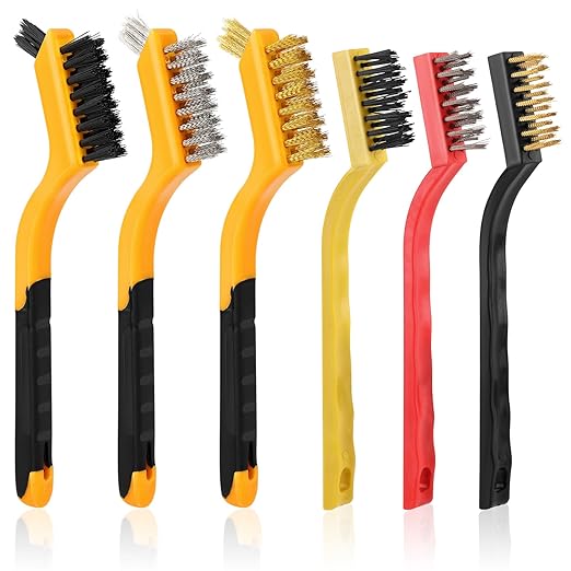 6 Pieces Wire Brushes Set, Small Metal Brass Brush, Stainless Steel Brush by MOWPOG
