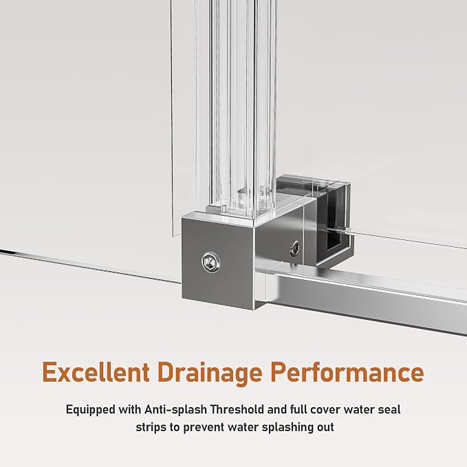 50-54 Inch Frameless Sliding Shower Door, 5/16" Clear Tempered Glass, Smooth - Image 7