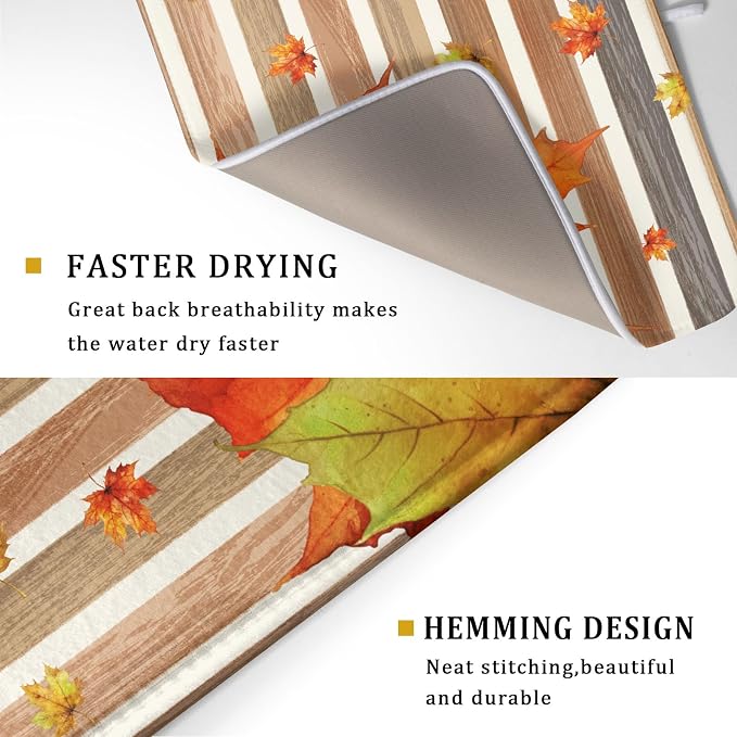 Autumn Golden Maple Leaf Dish Drying Mat - Image 3
