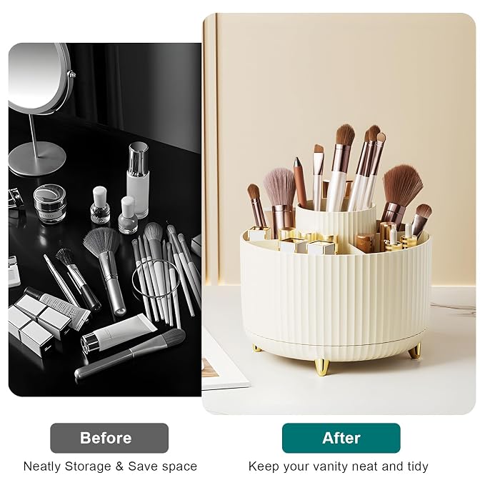 Diesisa Makeup Brush Holder Organizer, 360° Rotating Makeup Brush Organizer - Image 5