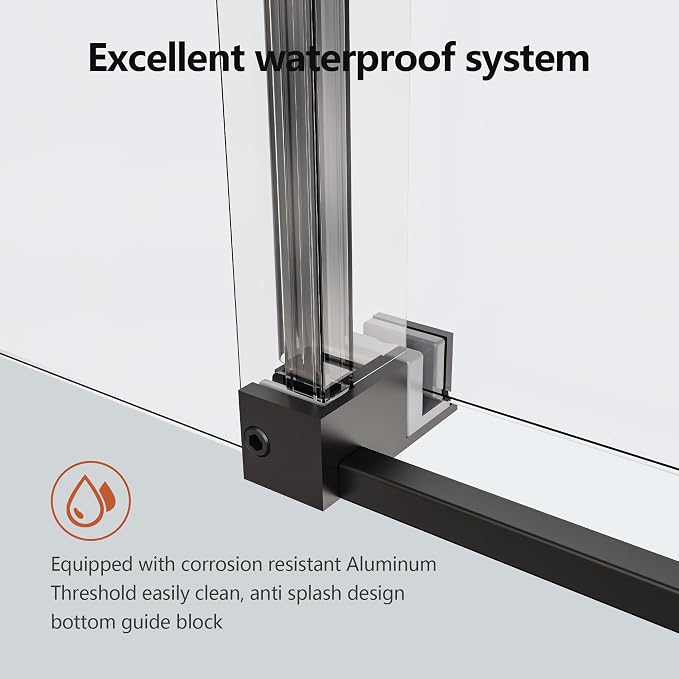 56-60" W x 74" H Frameless Shower Doors, Bathroom Single Sliding Shower Glass - Image 6