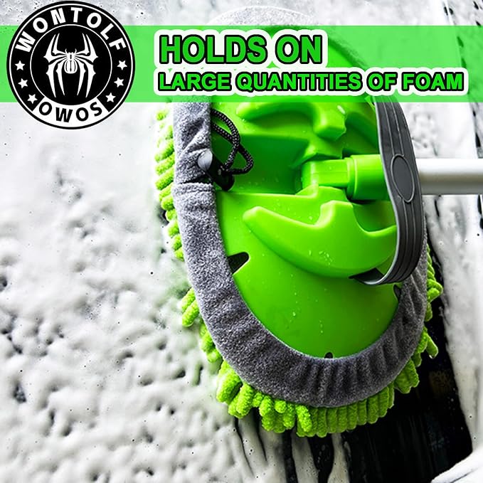 62'' Car Wash Brush with Long Handle Chenille Microfiber Car Wash Mop Mitt Kit - Image 3