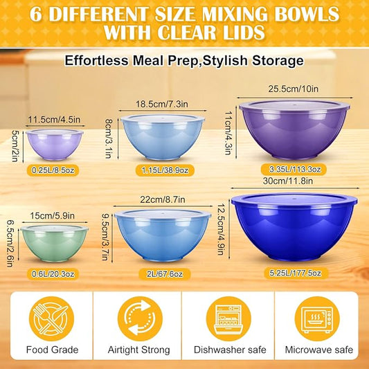 LemonRoad 6 Pcs Plastic Mixing Bowl Set - Image 2