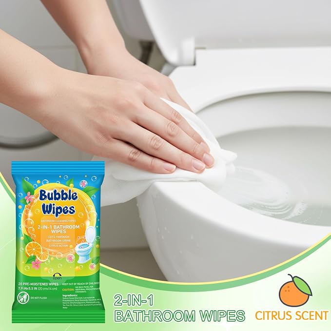 10 Pack Bathroom Cleaning Wipes – 200 Count Citrus Scented 2-in-1 Cleaner - Image 3