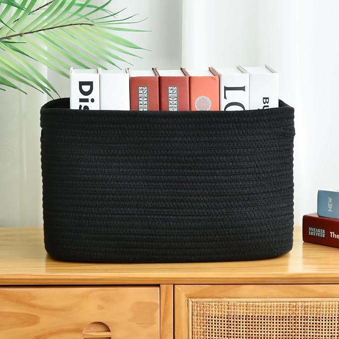 Storage Basket, Woven Baskets for Storage, Cotton Rope Baskets for Organizing - Image 4