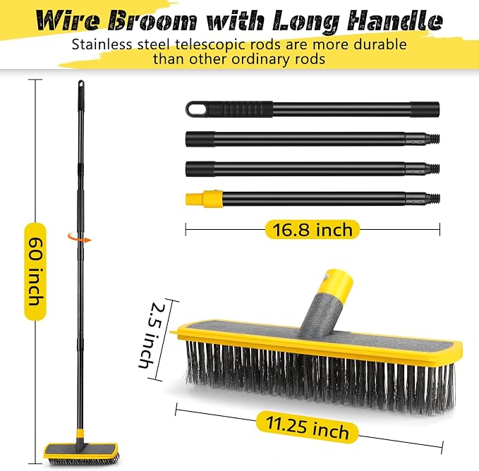 Heavy Duty Broom Wire Floor Scrub Brush - Image 3