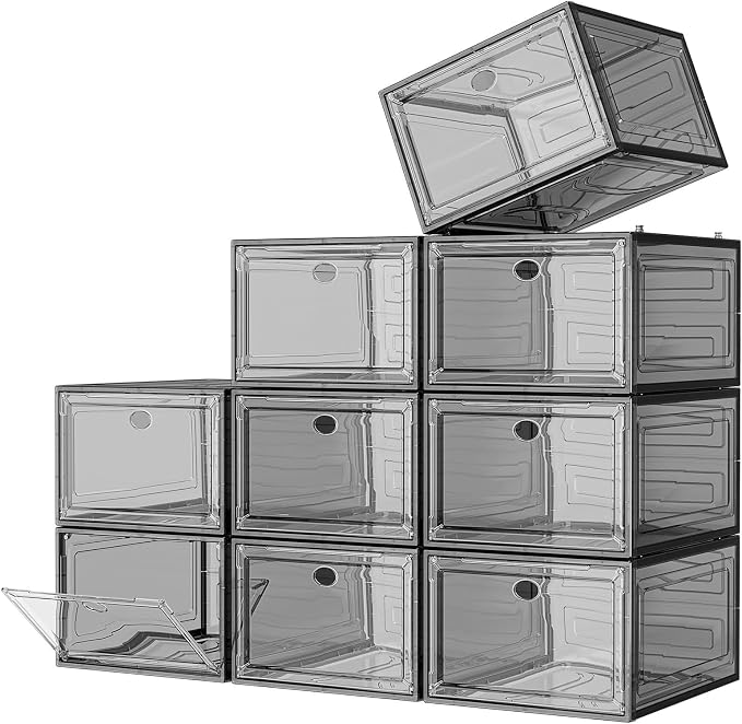 7 code Large Clear Shoe Boxes Organizer【Thicker Material】 Stronger Shoe Box by 7+code