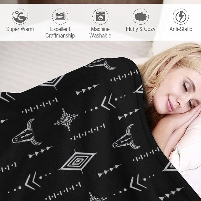 Southwest Blanket, Soft Native Tribal Vintage Abstract Ethnic Pattern Blanket Ethnic Aztec Print Throw Blanket for Couch Sofa 30"x40"