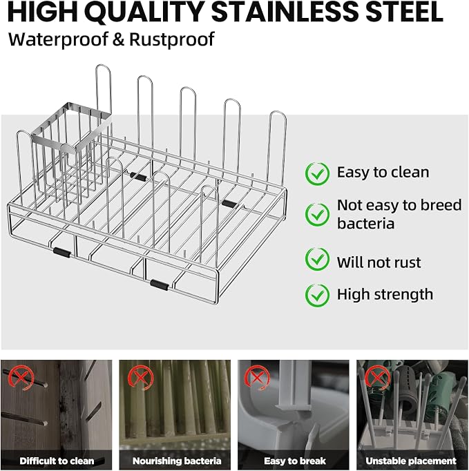 Baby Bottle Drying Rack Organizer Stainless Steel Large Countertop Glass Water - Image 3