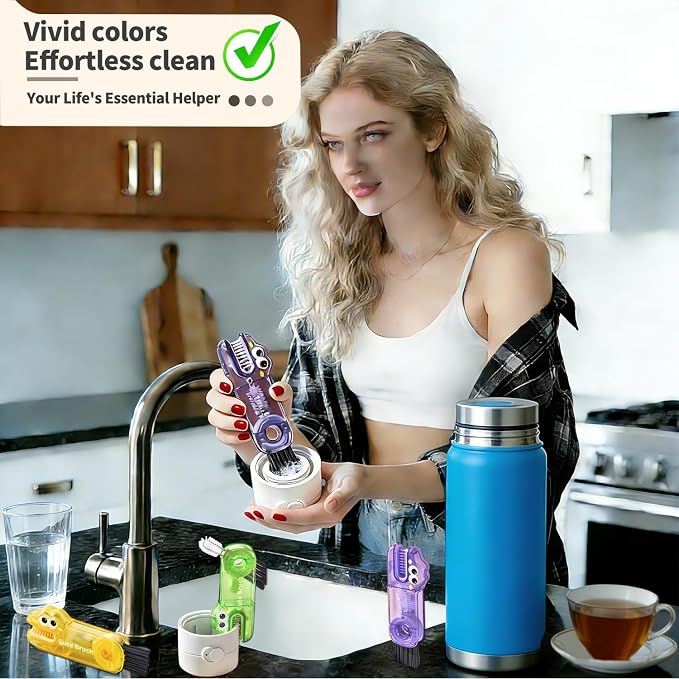 3 in 1 Cup Lid Gap Cleaning Brush Set, Cup Lid Gap Bottle Cleaner Home Kitchen - Image 5