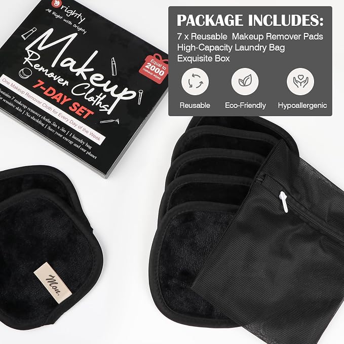 Orighty Makeup Remover Cloths 7-Day Set, Premium & Reusable Makeup Remover Pads - Image 2