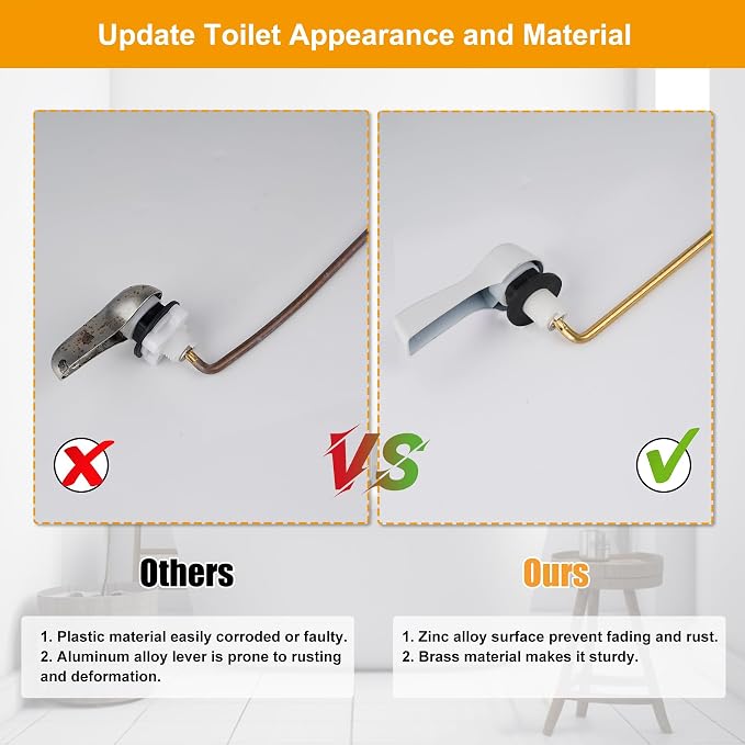 Hibbent Universal Metal Front Mount Toilet Handle Replacement Kit, Brass Toilet - Image 6