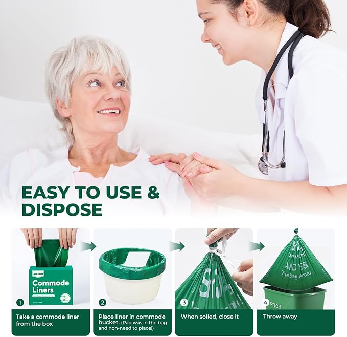 Commode Liners with Absorbent Pads, Universal Disposable Commode/Bed Pan Liners - Image 2