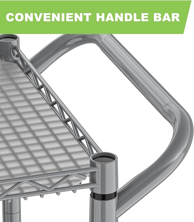 Metal Heavy Duty Carts with Wheels 1050lbs, 3 Tier Rolling Utility Cart with - Image 7