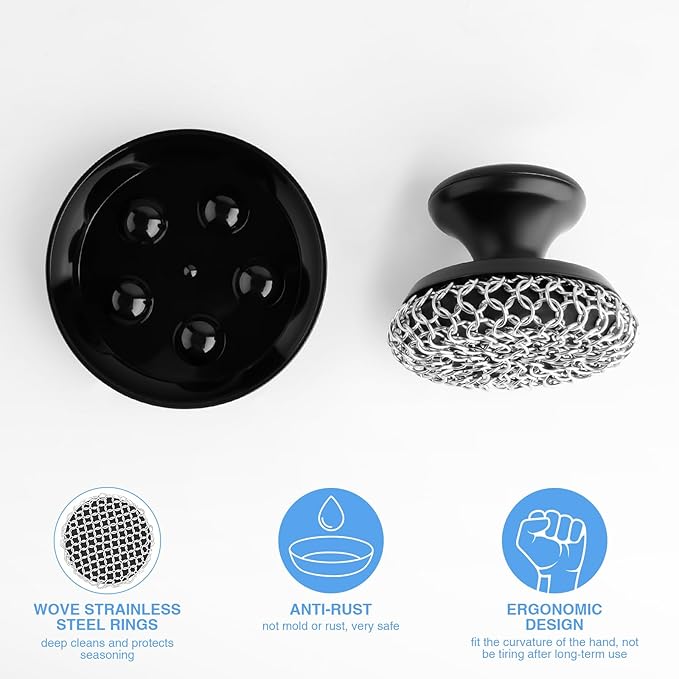 2PCS Cast Iron Scrubber Cleaner, Chainmail Scrubber - Image 3
