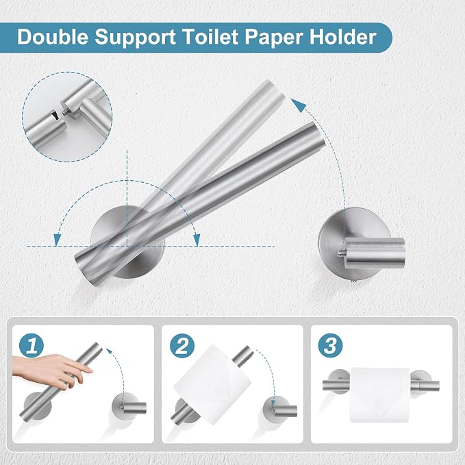 TQKAG 8-Pieces Bathroom Hardware Set Brushed Nickel SUS304 Stainless Steel Bath - Image 4